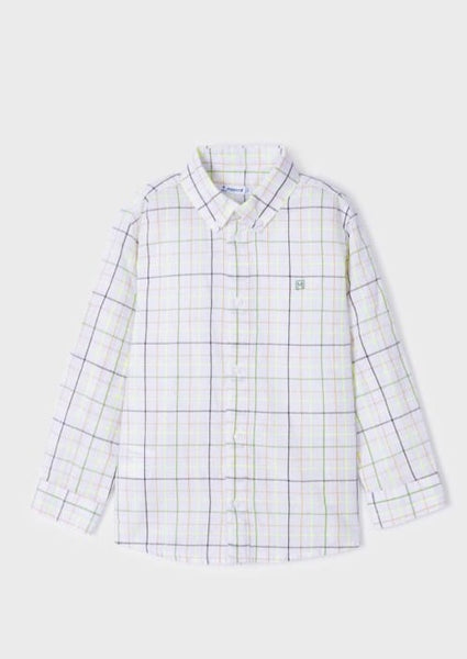 boys linen check shirt