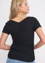 Load image into Gallery viewer, short sleeve rib ruched tee
