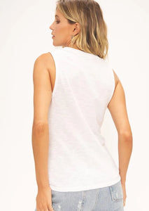 white v neck slub tank