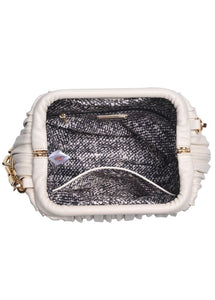 pleat chain handle pouch bag
