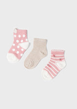 Load image into Gallery viewer, baby 3 pink/gold socks set
