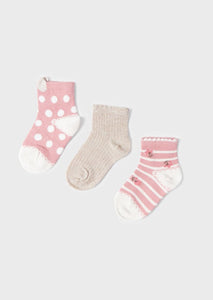 baby 3 pink/gold socks set