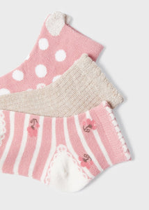 baby 3 pink & gold socks set