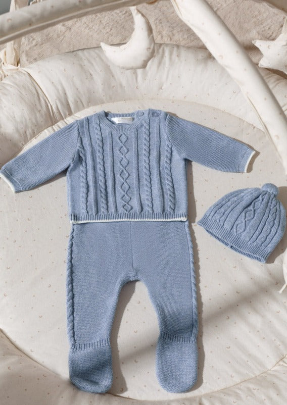 baby knit sweater, pant &hat set
