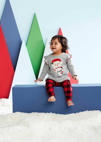 baby santa tunic & check legging set