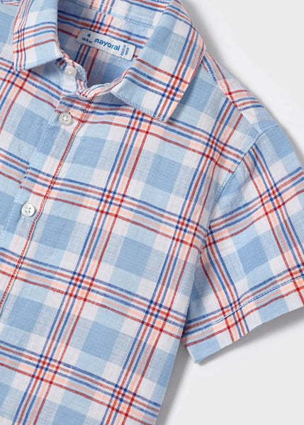 boys short sleeve check linen shirt