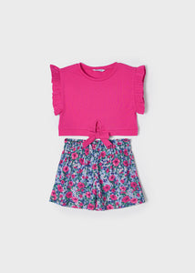girls 2 piece tee & floral shorts