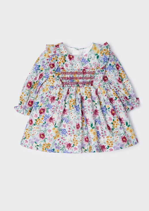 baby smock floral long sleeve dress