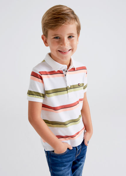 boys retro stripe short sleeve polo