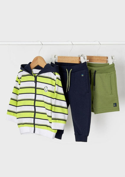 boys stripe zip hoodie and 2 prs of joggers