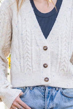 Load image into Gallery viewer, marled cable v neck cardigan
