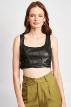 Load image into Gallery viewer, vegan leather bustier crop tank
