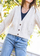Load image into Gallery viewer, women marled cable v neck cardigan
