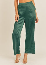 Load image into Gallery viewer,  women green satin wide leg pant
