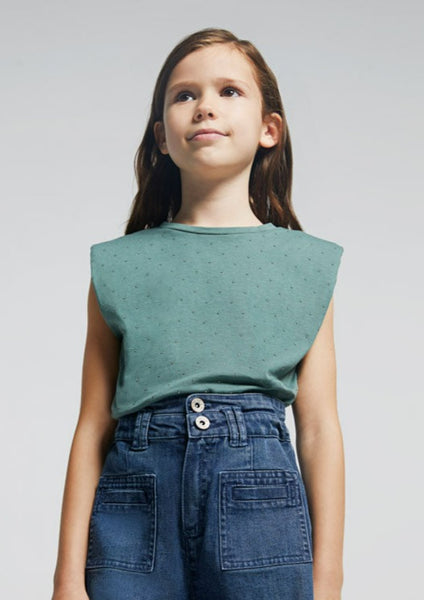 girls studded shoulder pad tank