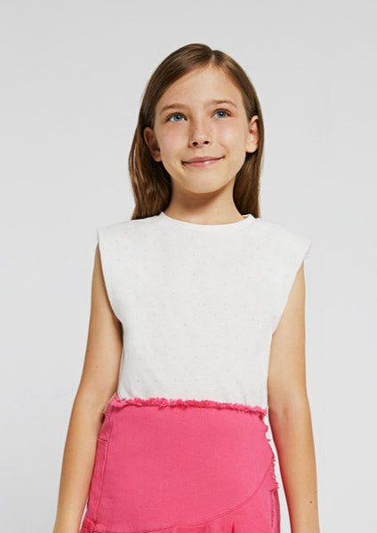 girls studded shoulder pad tank