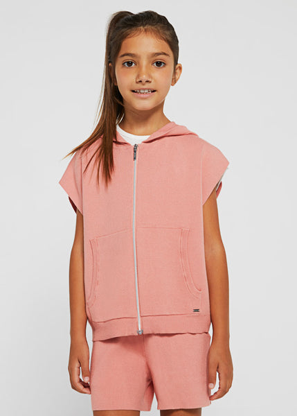 girls knit zip hoodie & short set