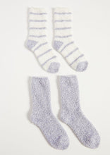 Load image into Gallery viewer, 2 pack stripe plush socks blue
