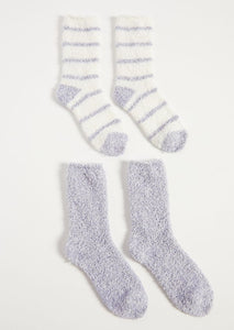 2 pack stripe plush socks blue