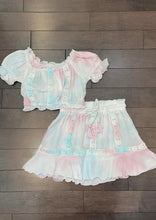 Load image into Gallery viewer, girls eyelet trim tie dye top and skirt
