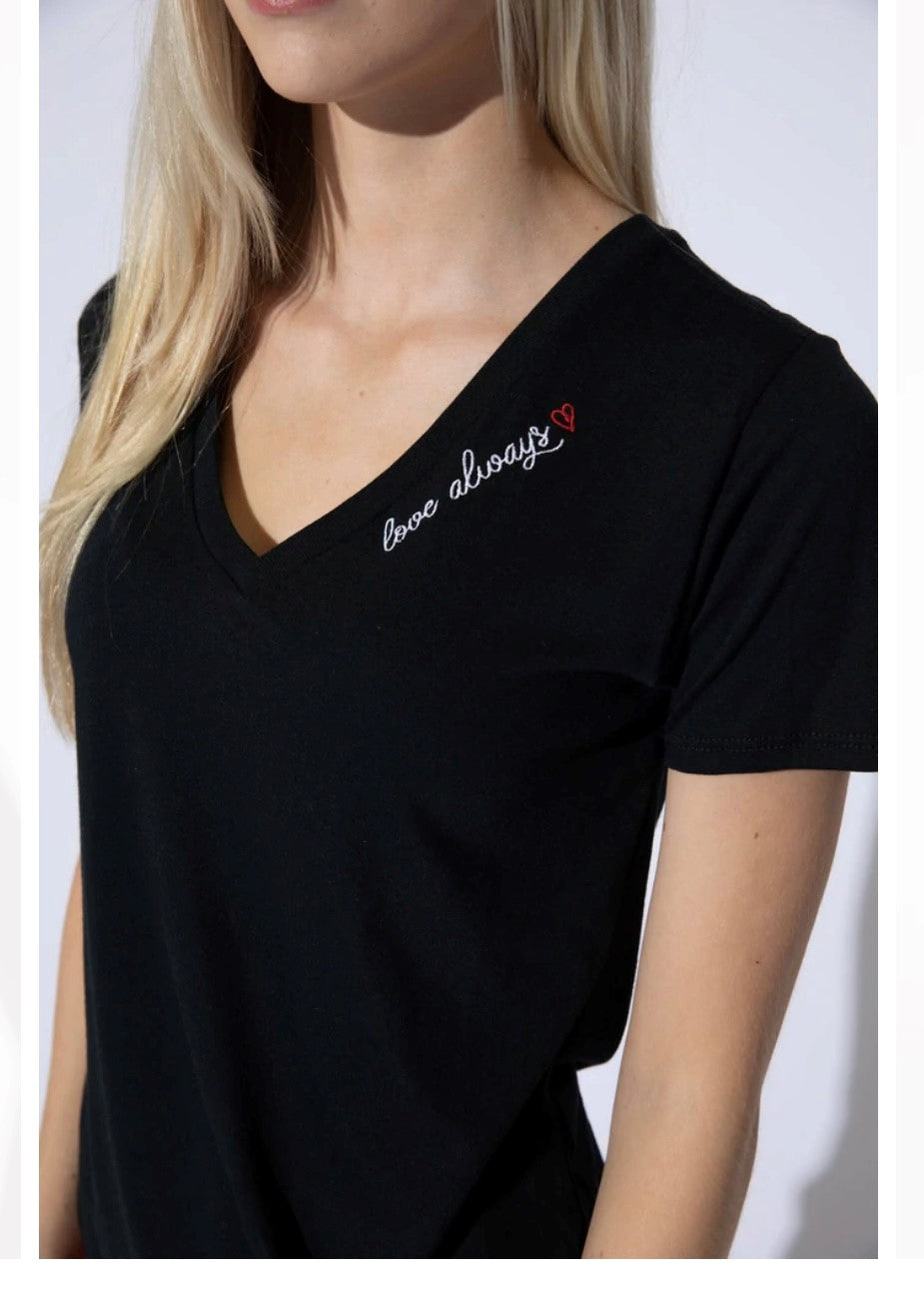 womens love always embroidered tee