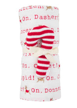 Load image into Gallery viewer, xmas swaddle rattle set
