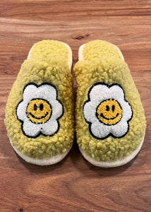 women yellow sherpa daisy slippers