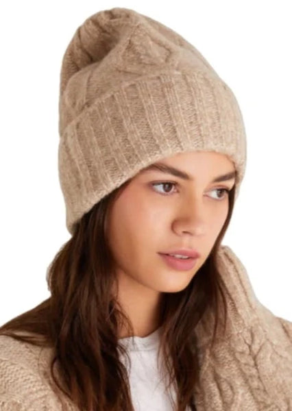 women cable knit heathered beanie