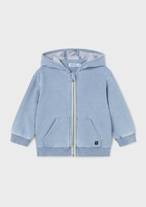 mini boy zip knit denim hoodie